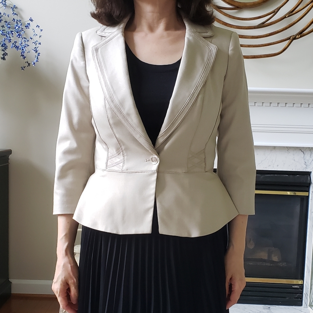 Peplum Blazer in Taupe Beige